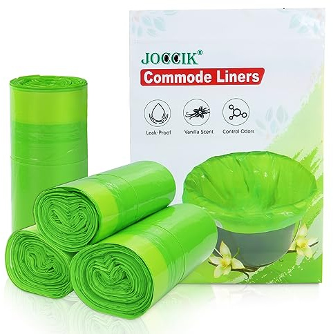 JOCCIK Commode Liners for Bedside Commode Vanilla Scent Diposable Bags 100pcs Universal Fit Most Standard Toliet Chair Bucket