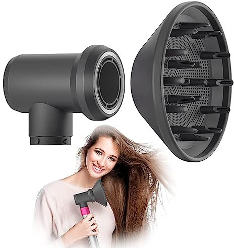 2 Stk Diffusor Adapter Set für Dyson Air wrap Styler HS01 HS03 HS05 Föhn Aufsätze für Dyson Anti Flying Düse Zubehör für Dyson Adapter Verwandeln Air wrap Styler in Eine Haarfön Kombination—Schwarz