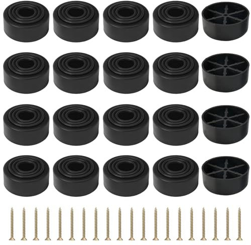 Lot de 20 Pieds de Meubles Ronds, Petit Pied de Meuble, Pieds de Meubles Ronds en Plastique à Visser Noir pour Canapé, Table, Chaise, Meuble Pieds D'armoire avec 20 pièces Vis (50 x 20 mm)