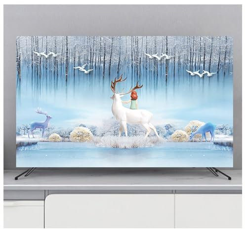 BLUEZY TV Schutzhülle für Den Innenbereich 32 bis 65 Zoll Hülle Bezug Staubschutz TV/PC Abdeckung Bildschirmschutz für LCD LED Plasma Fernsehbildschirme mit Kunst-Landschaftsdruck C,65in