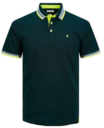 Jack & Jones Jjepaulos Polo Ss Noos Pls - Plus Size, Deep Teal/Detail:neon,4XL