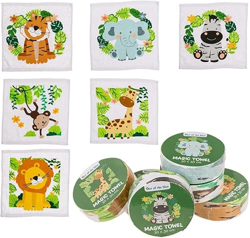 OOTB 1 x Reisehandtuch mit Safari-Zoo-Tieren, magisches Flanelltuch, für Kinder, als Geschenk für das Gesicht