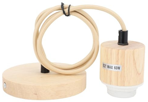 Fockety Holz-Pendelleuchten-Kabel-Set, 3,2 Fuß Vintage-Industrie-Hängeleuchte, E27-E26-Fassung, Deckenleuchten für Bauernhaus, Schlafzimmer, Kücheninsel, Festverdrahtete Installation