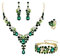 EVER FAITH 4 Stück Schmucksets für Damen Party Hochzeit Braut Strass Kristall floralen Welle Teardrop Halskette baumeln Ohrringe Armband Ring Set Grün Gold-Tone