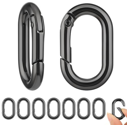 Andibro 10 Stück Oval Spring Karabinerhaken, Metall Ringkarabiner Kleine Buckle Clip Feder Schlüsselanhänger Legierung Karabinerhaken Clip für Rucksack Geldbörsen Auto (Schwarz)