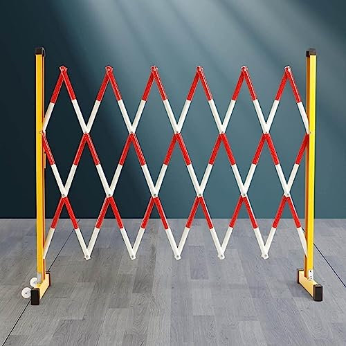 DRYIC Verkehrsbarrieren, zusammenklappbare Barrikaden, tragbare Straßenbarrieren mit Rädern, mobiler, teleskopischer, Flexibler Menschenmengenkontrollzaun (Yellow 1.2x2.5m)