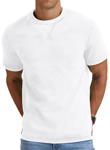 NITAGUT Mens Distressed T-Shirts Crew Neck Short Sleeve Soft Cotton Shirts | Mens Henley Shirts Lightweight Washed Vintage Classic Casual Summer Basic Tees Black Grey Hipster Daily Working with Shorts
