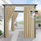 Outdoor Vorhang Wetterfest, Outdoorvorhänge Blickdicht 132×183cm, Sichtschutz Sonnenschutz, Outdoor Vorhänge Wasserdicht mit Klettverschluss, Outdoor Gardinen für Balkon Pavillon Terrasse, Beige