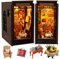 TOPBSFARNY DIY Miniatur Puppenhaus Booknook Kit, Detektivagentur Book Nook Kit, 3D Holzpuzzle Buchstütze Bücherregal Einsatz Dekor mit LED-Licht für Erwachsene