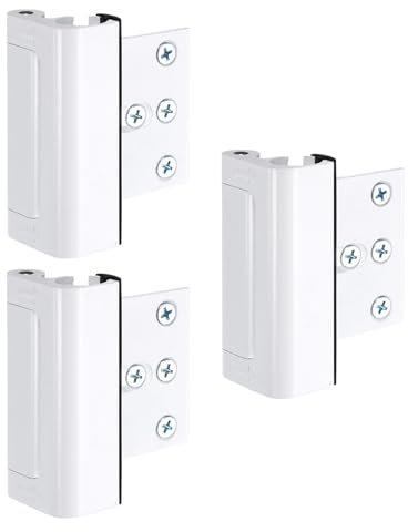 sourcing map 3 Pack Home Security Door Lock, Door Reinforcement Lock 3 Inch Stop Withstand 800lbs, Front Door Kick in Security Protector for Inward Swinging Door, White