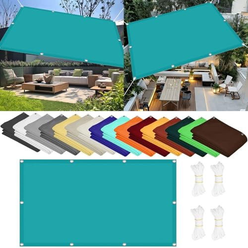 Vela Ombreggiante Impermeabile 250 x 300 cm Rettangolare Telo Parasole Protezione UV 98% con Fune e Occhiellato per Patio, Pergola, Cortile, Balcone, Blu Cielo