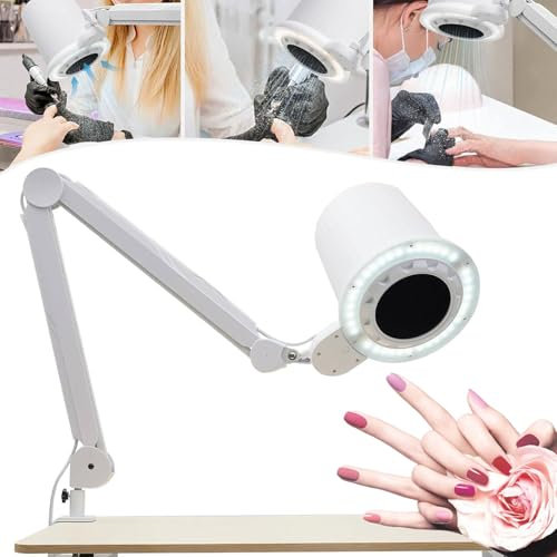 Extractor de polvo de uñas profesional 80W, recolector de polvo de uñas, aspirador de uñas de succión fuerte, para manicura pedicura, salón de uñas personal, blanco