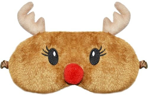 Weihnachten Rentier Augenmaske für Kinder und Erwachsene - Schlafmaske für Reisen und Nickerchen (B)
