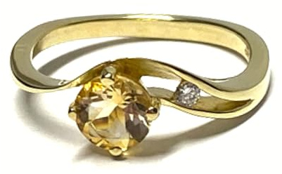 Goldring 333/- Gold Citrin hell rund + Zirkonia Schmuckring Ring #56