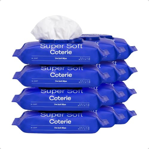 Coterie Clean Gentle Baby Essentials Soft Wipes for Sensitive Skin, Cotton, Vegetable Fibres and Plastic-Free, Hypoallergenic, Pack of 12