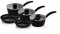 Swan SWPS5021BLKN Stealth 5 Piece Cookware Set with Superior Ceramic Coating, 18, 20, 22cm Saucepans with Tempered Glass Lids, 20, 24cm Frying Pans, Induction Compatible, Black