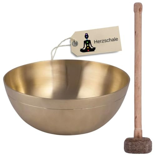 Dayasa Bowl - Premium Therapieklangschale - Klangschale für Klangmassagen | Für den Herzbereich, langanhaltender Klang (Herzschale) | Mit passendem Schlägel