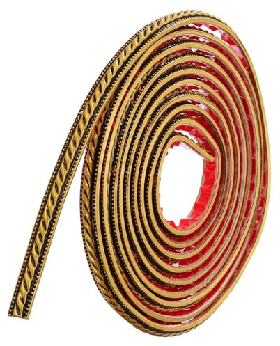 sourcing map Peel and Stick Molding Trim for Walls 0.6 x 16 ft Flexible Mirror Molding Trim Self-Adhesive Wall Paneling Strip Wallpaper Border for DIY Floor Wall Baseboard, Vintage Gold