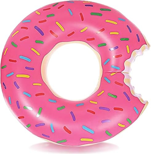 Ciambella da Piscina XXL o Galleggiante a Forma di Donut 120cm. Design Gonfiabile e Resistente, Offre Divertimento per Adulti al Mare o in Piscina. Goditi l’Estate con Questo Grande Galleggiante.