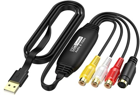 osiuujkw VHS zu Digital Konverter Konvertieren Sie VHS zu USB 0 Video Grabber Einfach WIN7/8/10/11 ABS Mini Dv Tape Converter zu Digital