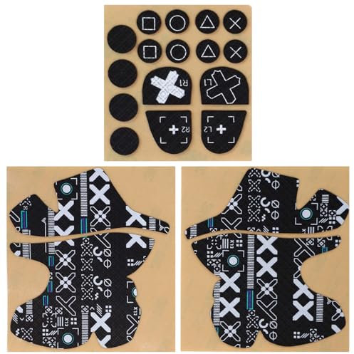 Autocollant antidérapant pour manette sans fil PS5 Edge, PS5 - Impression noire - Antidérapant - Absorbe la transpiration - Coussinets en caoutchouc texturés professionnels - Pour PS5