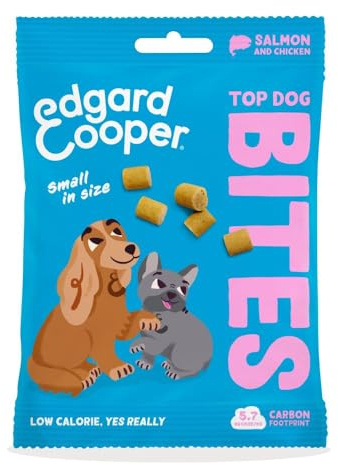 Edgard Cooper Hundeleckerli, Top Dog Bites Salmon, 50g x 1 Bites, Leckerlis, Getreidefrei, Natürliche Zutaten, hoher Proteingehalt und frisches Fleisch