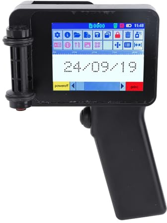 Fockety Handheld-Tintenstrahldrucker, tragbare Handheld-Drucker-Pistole mit 4,3-Zoll-Touchscreen für Text, Zahl, zweidimensionalen Code, Barcode, Bild, Zeit, Datum, Etikett