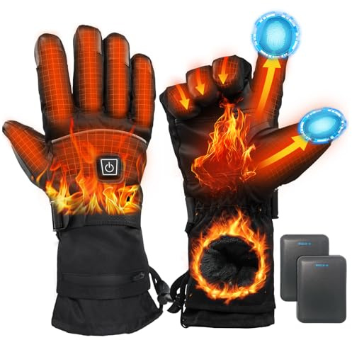 Minthouz Heated Gloves, 5V 5000 mAh Rechargeable USB Heated Gloves, 3 Heating Levels Electric Heated Gloves for Men Women with & Waterproof Touchscreen, Hand Warmer Gloves for Outdoor Work Sports