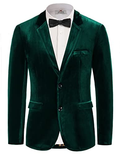 PJ PAUL JONES Samt Sakko Herren Smoking Business Glitzer Blazer 2 Knöpfe | Samtblazer | 2 Knöpfe | Abendbankett | Hochzeit | Weihnachten