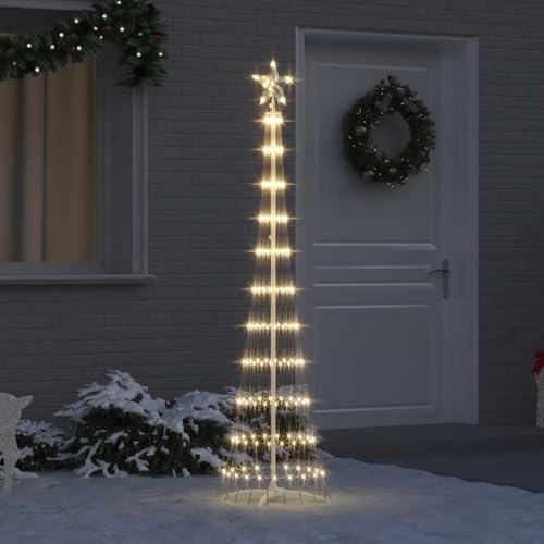 Amorsee LED Weihnachtsbaum Aussen Metall Groß Warmes Weiß Tannenbaum Outdoor Beleuchtet Lichterbaum Weihnachtsbaum Beleuchtet Aussen 51 x 51 x 190 cm