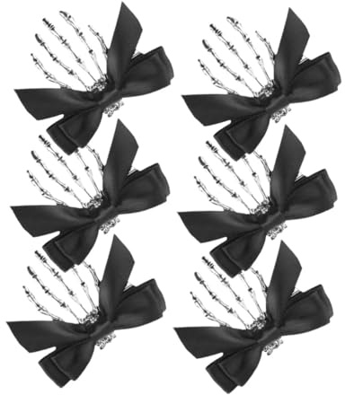 Healeved 6stücke Skelett-haarspange mit Totenkopf und Schleife Gothic-knochen-design Cosplay-haaraccessoires für Damen und Mädchen Halloween-party-haarclip Haarschmuck mit Claw-detail