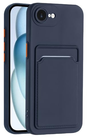 Draamvol for iPhone X, iPhone XS Case with Silicone Back Card Holder, Ultra Slim Soft TPU Shockproof Protective Bumper Cover, Dark Blue