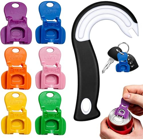 6PCS Drinks Can Opener and Reusable Soda Can Lids Set | Includes Ring Pull Can Opener Aid And Soda Can Lids For Picnic, Camping And Everyday Use