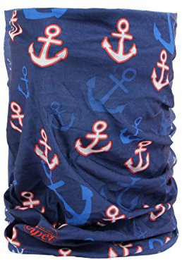 Halstuch Schlauchschal Damen Multifunktionstuch Schutz Herren Maritim-Look mit Anker Outdoor Atmungsaktiv Wetterfest Sport Rundschal Motorrad Tuch Loop (Anker blau rot)