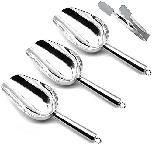 3 pezzi Paletta per ghiaccio in acciaio INOX, YOCZOX Paletta Ghiaccio Candy Scoop per cubetti di ghiaccio, zucchero, farina, cereali, cucina, feste, matrimoni, lavabile in lavastoviglie - 8 once