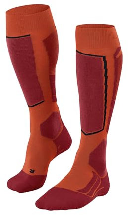 FALKE Herren Skisocken SK2 Intermediate Wool M Kh Wolle Funktionsmaterial warm dick 1 Paar, Orange Flash 8034, 39-41