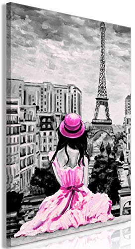 decomonkey Bilder Paris 40x60 cm 1 Teilig Leinwandbilder Bild auf Leinwand Vlies Wandbild Kunstdruck Wanddeko Wand Wohnzimmer Wanddekoration Deko Eiffelturm Abstrakt Frau