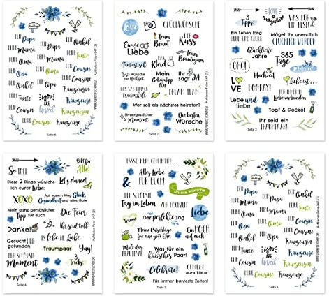 Papierdrachen 3 Bögen Aufkleber zur Hochzeit - Gästebuch Hochzeitstag - Ehefrau Ehemann - Erinnerungen zur Eheschließung schaffen - Geschenkidee - Blau Set 2