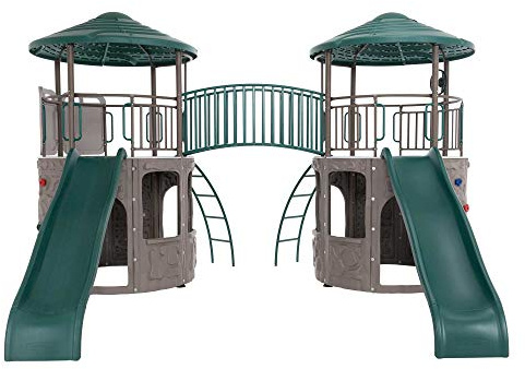 Lifetime 90971 Double Adventure Tower, Playset, Polyethylene, Brown/Green