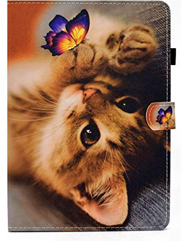 Bspring Hülle Kompatibel mit Neu iPad 10.2 2020/2019 (10.2 Zoll) PU Leder Schutzhülle iPad 8. & 7. Generation Flip Cover Case Brieftasche Tablethülle mit Standfunktion,Katze/1