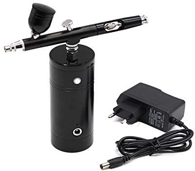 Airbrush kit Dual Action Airbrush Kit Compressor Portable Air Brush Paint Spray Airbrush for Nail Art Desgin Tattoo Cake with EU Adapter air Brushes for Painting (Color : Black)