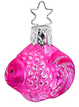 Inge Glas Manufaktur Christbaumschmuck Fisch | Weihnachtsbaumfigur Schwarmfisch aus Glas | Weihnachtskugel Figur (pink)