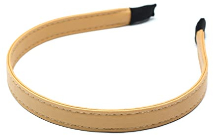 QinGoo Kunstleder Haarreif für Damen Stirnband Dünnes Haarband Haar-Accessoire 1stück, Kamel