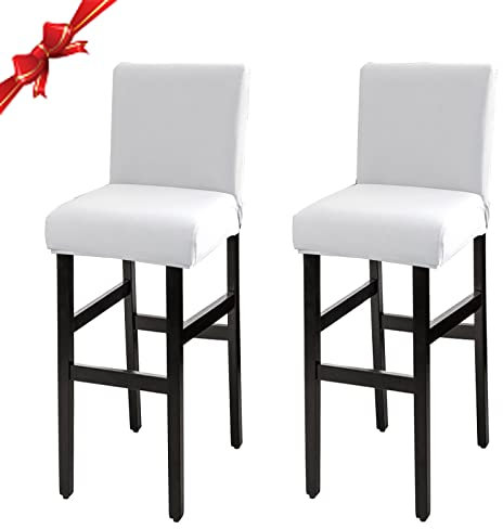 Jaotto Stuhlhussen 2er Set, Stretch Barhockerbezüge Abnehmbarer Waschbarer, Stühle Schutz Dekoration, Stuhlbezug Barhocker Stuhlbezüge für Pub Counter Bar Café(Weiß,2 Stück)