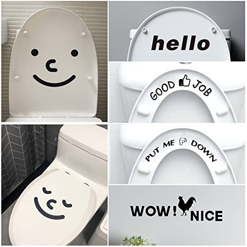 Sticker Fun Abattant Toilette, 'Put Me Down' Stickers WC Décor d'autocollants muraux de salle de bain Smiley Face (paquet de 6)