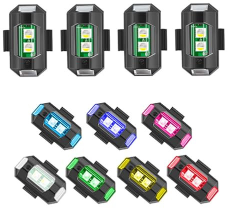 4 Pcs Luce stroboscopica del drone, Luci di segnalazione per il volo notturno con 7 colori, Strobe Drone Light per droni