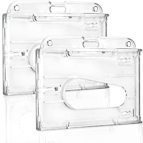Lot de 2 porte-badges transparents en plastique rigide avec fente pour le pouce