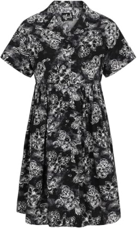 Hell Bunny Kasumi Mid Dress Frauen Mittellanges Kleid schwarz/weiß M