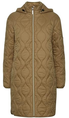 fransa FRPADMA Damen Steppjacke Übergangsjacke Jacke mit Kapuze Reißverschluss lange Passform leicht gefüttert, Größe:L, Farbe:Malt Ball (181014)