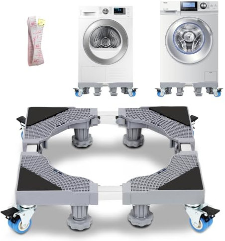 Tubiaz M1-GGP7872 Soporte para lavadoras Soporte para lavadora 4 pies fuertes y 8 ruedas de bloqueo pedestal multifunción ancho ajustable 41-65cm para nevera secadora 4 pies